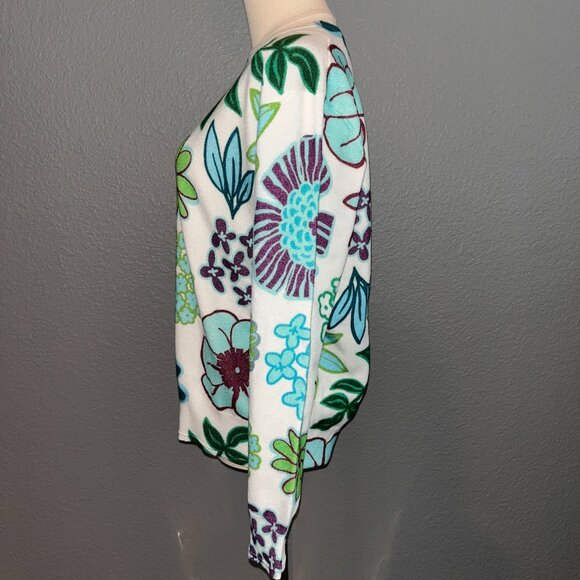 LESLEY EVERS AMELIA SWEATER DAZZLE FLOWER CREW NECK SWEATER - NWOT - SIZE:  XL - Picture 5 of 11